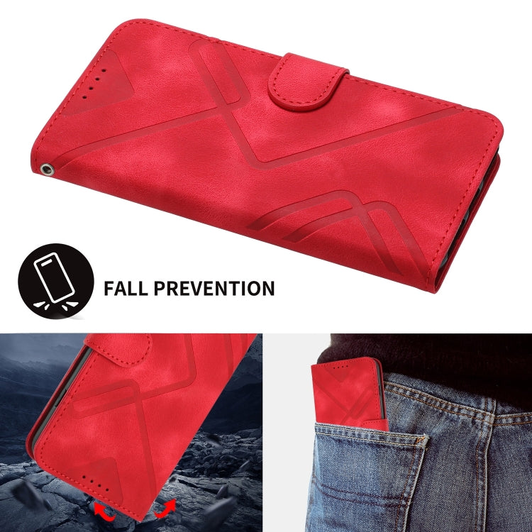 For Xiaomi Redmi Note 13 4G Line Pattern Skin Feel Leather Phone Case(Red) - Note 13 Cases by PMC TechLife | Online Shopping South Africa | PMC TechLife | Buy Now Pay Later Mobicred
