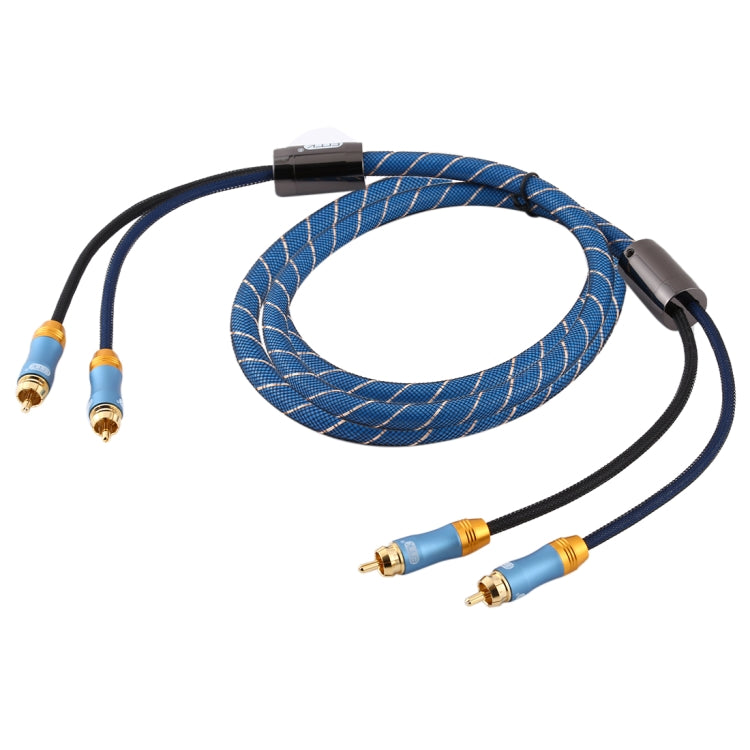 EMK 2 x RCA Male to 2 x RCA Male Gold Plated Connector Nylon Braid Coaxial Audio Cable for TV / Amplifier / Home Theater / DVD, Cable Length:2m(Dark Blue) - Audio Optical Cables by EMK | Online Shopping South Africa | PMC Jewellery | Buy Now Pay Later Mobicred