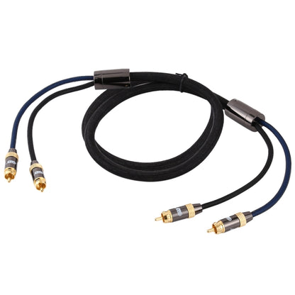 EMK 2 x RCA Male to 2 x RCA Male Gold Plated Connector Nylon Braid Coaxial Audio Cable for TV / Amplifier / Home Theater / DVD, Cable Length:1.5m(Black) - Audio Optical Cables by EMK | Online Shopping South Africa | PMC Jewellery | Buy Now Pay Later Mobicred