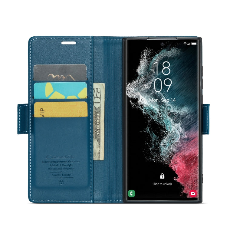 For Samsung Galaxy S22 Ultra 5G CaseMe 023 Butterfly Buckle Litchi Texture RFID Anti-theft Leather Phone Case(Blue) - Galaxy S22 Ultra 5G Cases by CaseMe | Online Shopping South Africa | PMC Jewellery | Buy Now Pay Later Mobicred