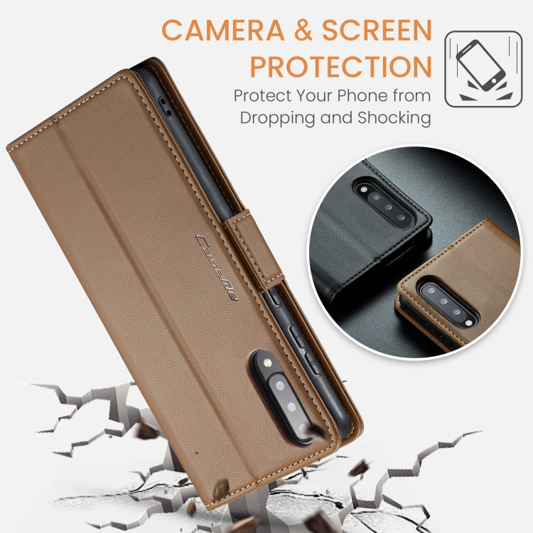 For Samsung Galaxy A30s / A50s / A50 CaseMe 023 Butterfly Buckle Litchi Texture RFID Anti-theft Leather Phone Case(Brown) - Galaxy Phone Cases by CaseMe | Online Shopping South Africa | PMC Jewellery