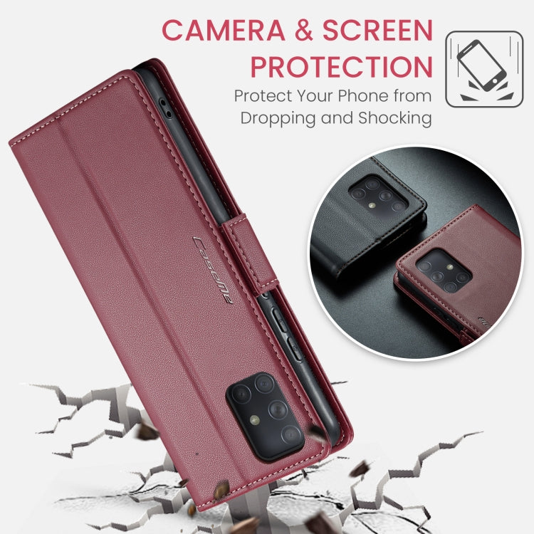 For Samsung Galaxy A71 4G CaseMe 023 Butterfly Buckle Litchi Texture RFID Anti-theft Leather Phone Case(Wine Red) - Galaxy Phone Cases by CaseMe | Online Shopping South Africa | PMC Jewellery | Buy Now Pay Later Mobicred