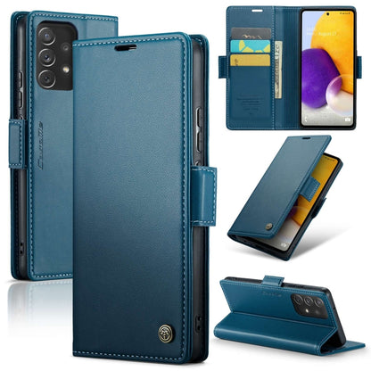 For Samsung Galaxy A72 CaseMe 023 Butterfly Buckle Litchi Texture RFID Anti-theft Leather Phone Case(Blue) - Galaxy Phone Cases by CaseMe | Online Shopping South Africa | PMC Jewellery | Buy Now Pay Later Mobicred