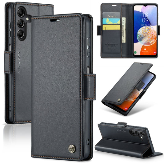 For Samsung Galaxy A14 4G/5G CaseMe 023 Butterfly Buckle Litchi Texture RFID Anti-theft Leather Phone Case(Black) - Galaxy Phone Cases by CaseMe | Online Shopping South Africa | PMC Jewellery | Buy Now Pay Later Mobicred