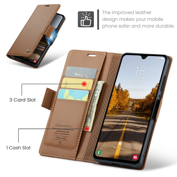 For Samsung Galaxy A05s CaseMe 023 Butterfly Buckle Litchi Texture RFID Anti-theft Leather Phone Case(Brown) - Galaxy Phone Cases by CaseMe | Online Shopping South Africa | PMC Jewellery | Buy Now Pay Later Mobicred