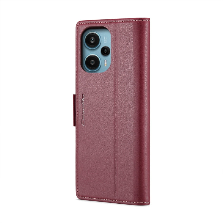 For Xiaomi Poco F5 5G/Redmi Note 12 Turbo 5G CaseMe 023 Butterfly Buckle Litchi Texture RFID Anti-theft Leather Phone Case(Wine Red) - Xiaomi Cases by CaseMe | Online Shopping South Africa | PMC Jewellery | Buy Now Pay Later Mobicred