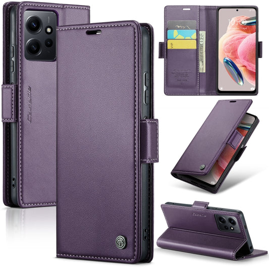 For Xiaomi Redmi Note 12 4G Global CaseMe 023 Butterfly Buckle Litchi Texture RFID Anti-theft Leather Phone Case(Pearly Purple) - Xiaomi Cases by CaseMe | Online Shopping South Africa | PMC Jewellery | Buy Now Pay Later Mobicred