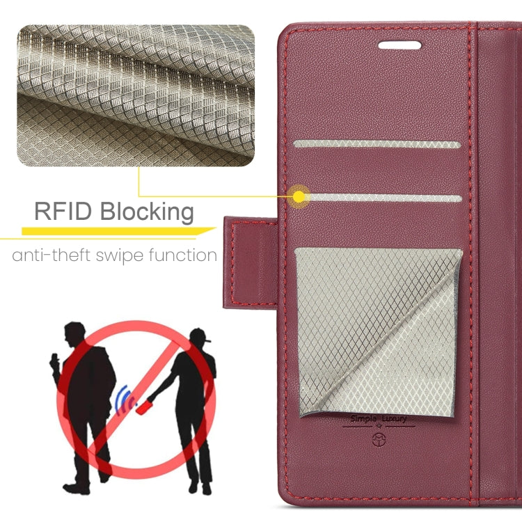 For Xiaomi Poco C65 4G CaseMe 023 Butterfly Buckle Litchi Texture RFID Anti-theft Leather Phone Case(Wine Red) - Xiaomi Cases by CaseMe | Online Shopping South Africa | PMC Jewellery | Buy Now Pay Later Mobicred