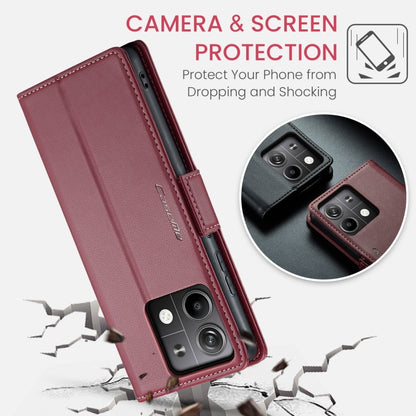 For Xiaomi Redmi Note 13 5G CaseMe 023 Butterfly Buckle Litchi Texture RFID Anti-theft Leather Phone Case(Wine Red) - Xiaomi Cases by CaseMe | Online Shopping South Africa | PMC Jewellery | Buy Now Pay Later Mobicred