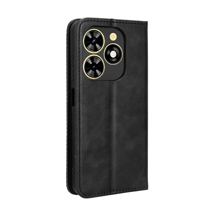 For Tecno Spark Go 2024 Magnetic Buckle Retro Texture Leather Phone Case(Black) - Tecno Cases by PMC Jewellery | Online Shopping South Africa | PMC Jewellery | Buy Now Pay Later Mobicred