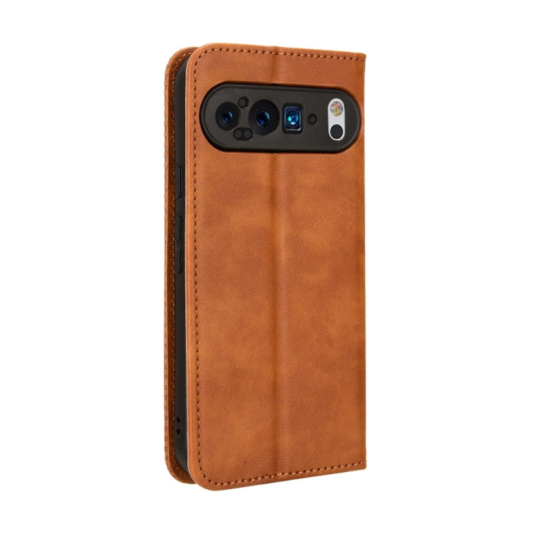 For Google Pixel 9 Pro Magnetic Buckle Retro Texture Leather Phone Case(Brown) - Google Cases by PMC Jewellery | Online Shopping South Africa | PMC Jewellery | Buy Now Pay Later Mobicred