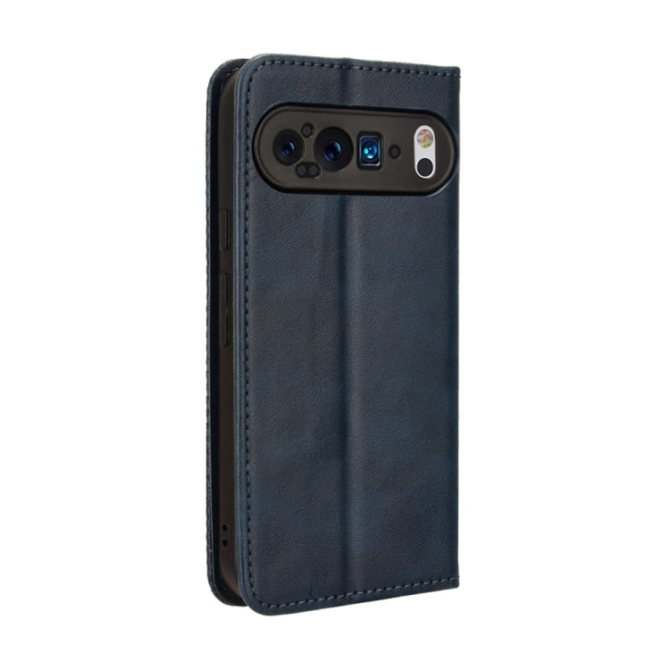 For Google Pixel 9 Magnetic Buckle Retro Texture Leather Phone Case(Blue) - Google Cases by PMC Jewellery | Online Shopping South Africa | PMC Jewellery | Buy Now Pay Later Mobicred