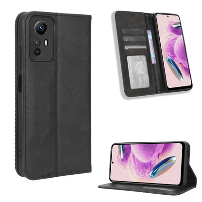 For Xiaomi Redmi Note 12S 4G Magnetic Buckle Retro Texture Leather Phone Case(Black) - Xiaomi Cases by PMC Jewellery | Online Shopping South Africa | PMC Jewellery | Buy Now Pay Later Mobicred