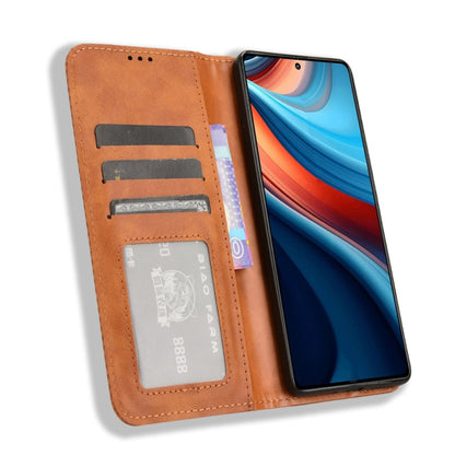 For Xiaomi Redmi Note 13R Pro 5G Magnetic Buckle Retro Texture Leather Phone Case(Brown) - Xiaomi Cases by PMC Jewellery | Online Shopping South Africa | PMC Jewellery | Buy Now Pay Later Mobicred