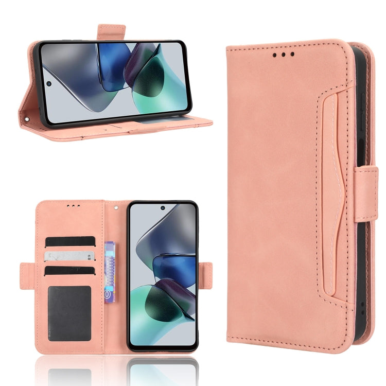 For Motorola Moto G53 / G13 Skin Feel Calf Texture Card Slots Leather Phone Case(Pink) - Motorola Cases by PMC Jewellery | Online Shopping South Africa | PMC Jewellery | Buy Now Pay Later Mobicred