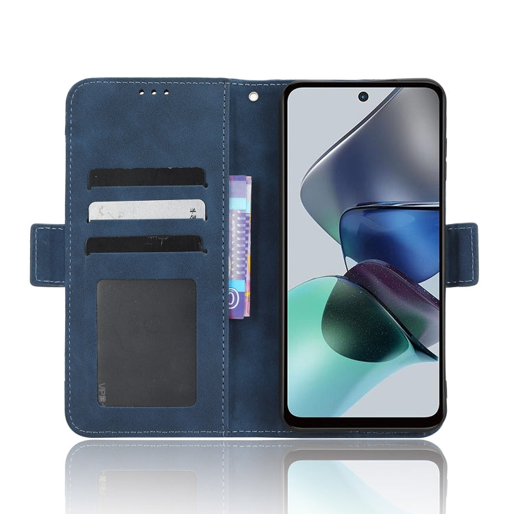 For Motorola Moto G53 / G13 Skin Feel Calf Texture Card Slots Leather Phone Case(Blue) - Motorola Cases by PMC Jewellery | Online Shopping South Africa | PMC Jewellery | Buy Now Pay Later Mobicred