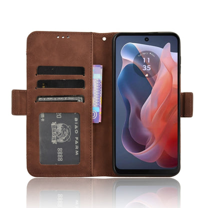 For Motorola Moto G Play 4G 2024 Skin Feel Calf Texture Card Slots Leather Phone Case(Brown) - Motorola Cases by PMC Jewellery | Online Shopping South Africa | PMC Jewellery | Buy Now Pay Later Mobicred