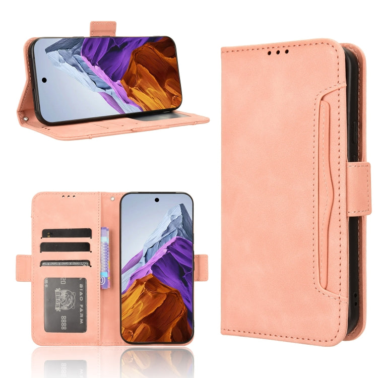 For Google Pixel 9 Skin Feel Calf Texture Card Slots Leather Phone Case(Pink) - Google Cases by PMC Jewellery | Online Shopping South Africa | PMC Jewellery | Buy Now Pay Later Mobicred