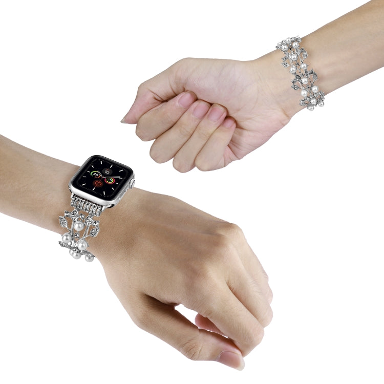 Four-leaf Bead Metal Watch Band For Apple Watch 9 45mm(Silver) - free shipping - PMC TechLife - Order now!