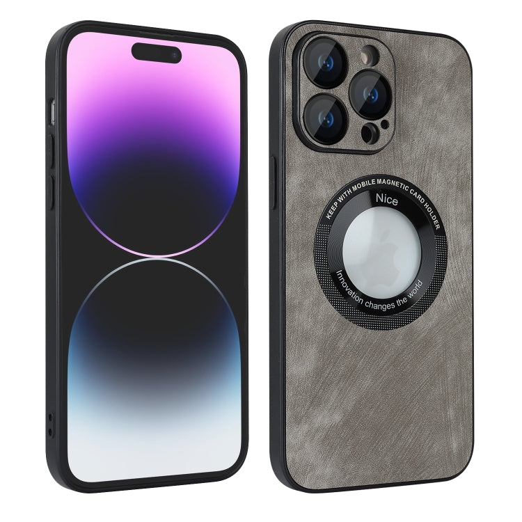 For iPhone 13 Skin Feel Leather MagSafe Magnetic Phone Case(Grey) - iPhone 13 Cases by PMC TechLife | Online Shopping South Africa | PMC TechLife