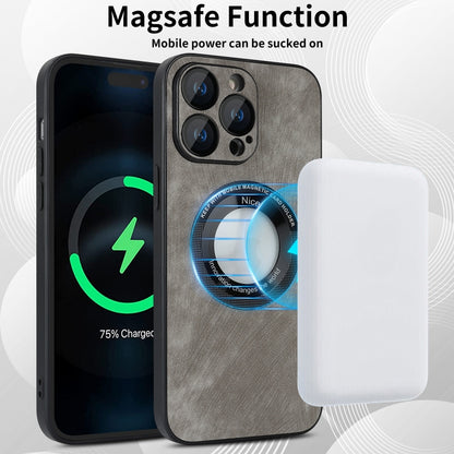 For iPhone 13 Skin Feel Leather MagSafe Magnetic Phone Case(Grey) - iPhone 13 Cases by PMC Jewellery | Online Shopping South Africa | PMC Jewellery