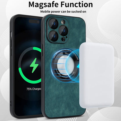 For iPhone 11 Pro Max Skin Feel Leather MagSafe Magnetic Phone Case(Green) - iPhone 11 Pro Max Cases by PMC Jewellery | Online Shopping South Africa | PMC Jewellery