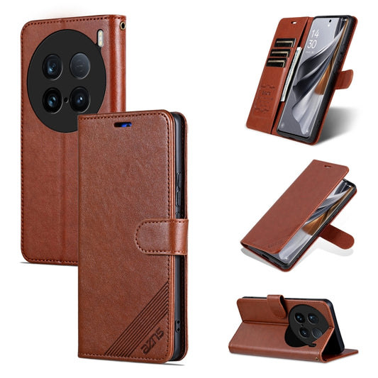 For vivo X100 Ultra AZNS Sheepskin Texture Flip Leather Phone Case(Brown) - vivo Cases by AZNS | Online Shopping South Africa | PMC Jewellery | Buy Now Pay Later Mobicred