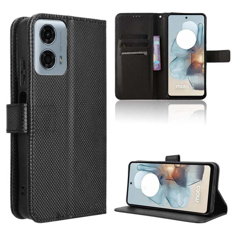 For Motorola Moto G Power 5G 2024 Diamond Texture Leather Phone Case(Black) - Motorola Cases by PMC Jewellery | Online Shopping South Africa | PMC Jewellery | Buy Now Pay Later Mobicred