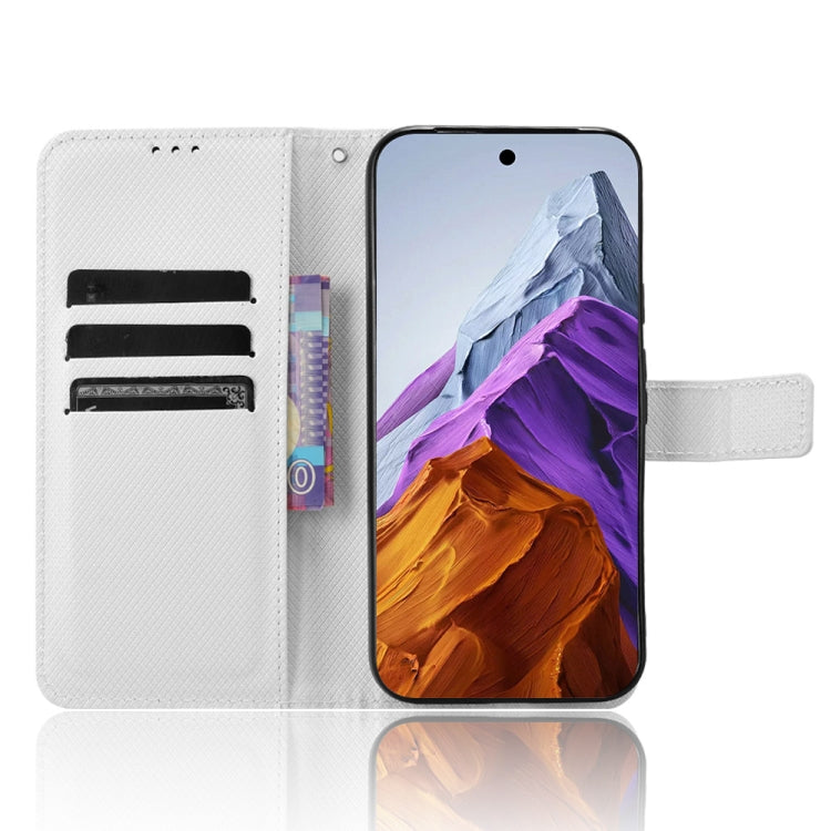 For Google Pixel 9 Diamond Texture Leather Phone Case(White) - Google Cases by PMC TechLife | Online Shopping South Africa | PMC TechLife | Buy Now Pay Later Mobicred
