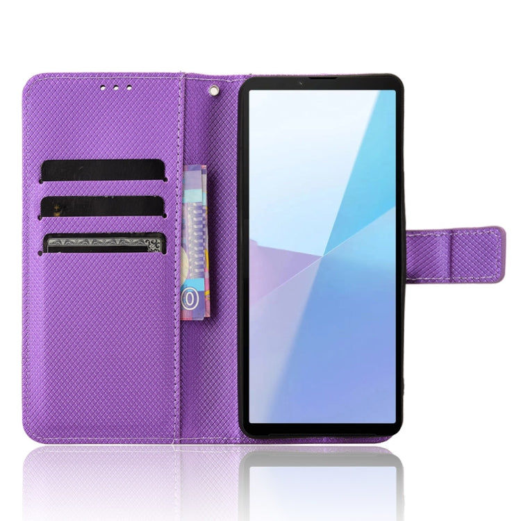 For Sony Xperia 10 VI 2024 Diamond Texture Leather Phone Case(Purple) - Sony Cases by PMC Jewellery | Online Shopping South Africa | PMC Jewellery | Buy Now Pay Later Mobicred