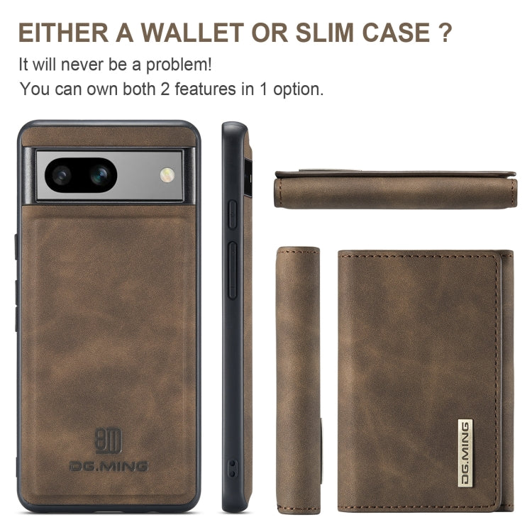 For Google Pixel 7A DG.MING M1 Series 3-Fold Multi Card Wallet + Magnetic Phone Case(Coffee) - Google Cases by DG.MING | Online Shopping South Africa | PMC TechLife | Buy Now Pay Later Mobicred