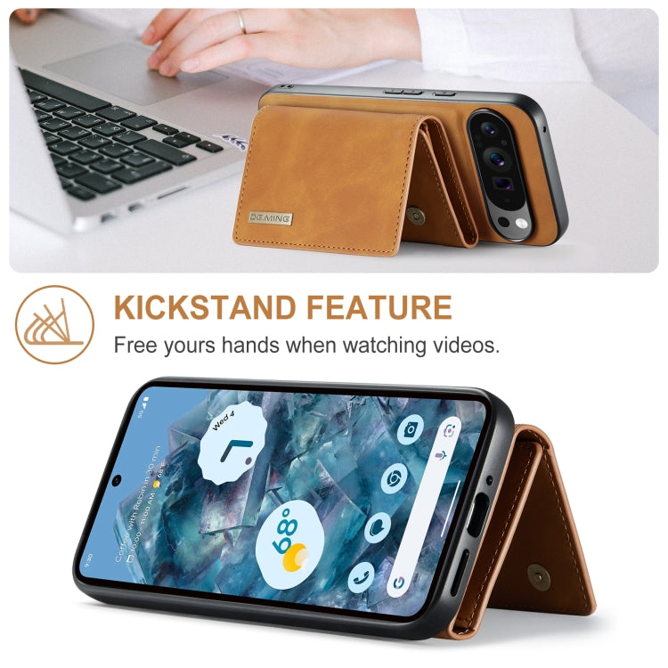 For Google Pixel 9 Pro XL DG.MING M1 Series 3-Fold Multi Card Wallet + Magnetic Phone Case(Brown) - Google Cases by DG.MING | Online Shopping South Africa | PMC Jewellery | Buy Now Pay Later Mobicred