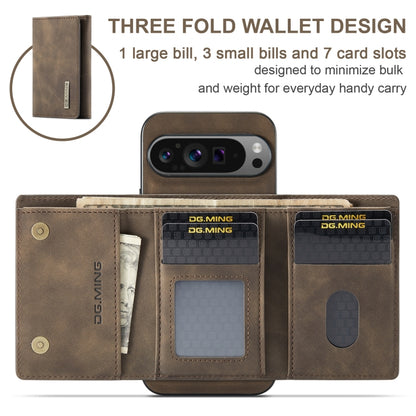 For Google Pixel 9 Pro XL DG.MING M1 Series 3-Fold Multi Card Wallet + Magnetic Phone Case(Coffee) - Google Cases by DG.MING | Online Shopping South Africa | PMC Jewellery | Buy Now Pay Later Mobicred