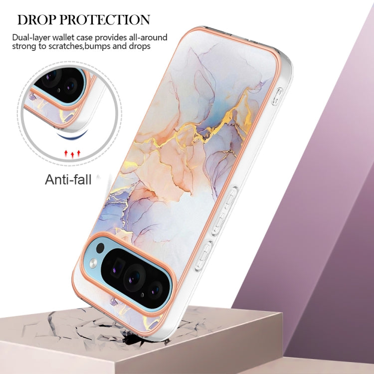 For Google Pixel 9 / 9 Pro Electroplating IMD TPU Phone Case(White Marble) - Google Cases by PMC Jewellery | Online Shopping South Africa | PMC Jewellery | Buy Now Pay Later Mobicred