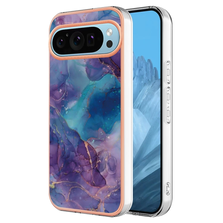 For Google Pixel 9 / 9 Pro Electroplating Marble Dual-side IMD Phone Case(Purple 016) - Google Cases by PMC Jewellery | Online Shopping South Africa | PMC Jewellery | Buy Now Pay Later Mobicred