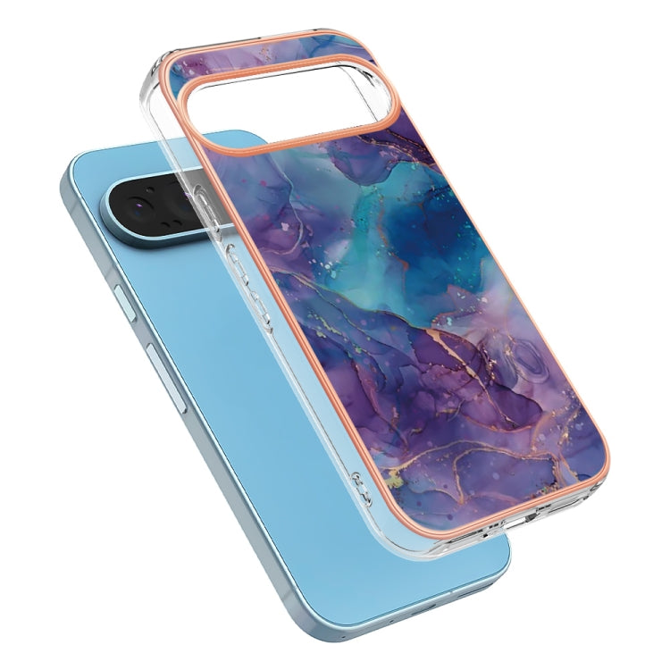 For Google Pixel 9 Pro XL Electroplating Marble Dual-side IMD Phone Case(Purple 016) - Google Cases by PMC Jewellery | Online Shopping South Africa | PMC Jewellery | Buy Now Pay Later Mobicred