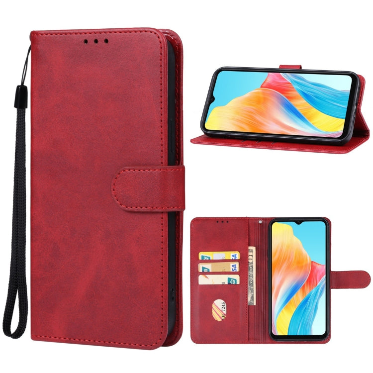 For OPPO A18 Leather Phone Case(Red) - A18 Cases by PMC Jewellery | Online Shopping South Africa | PMC Jewellery | Buy Now Pay Later Mobicred