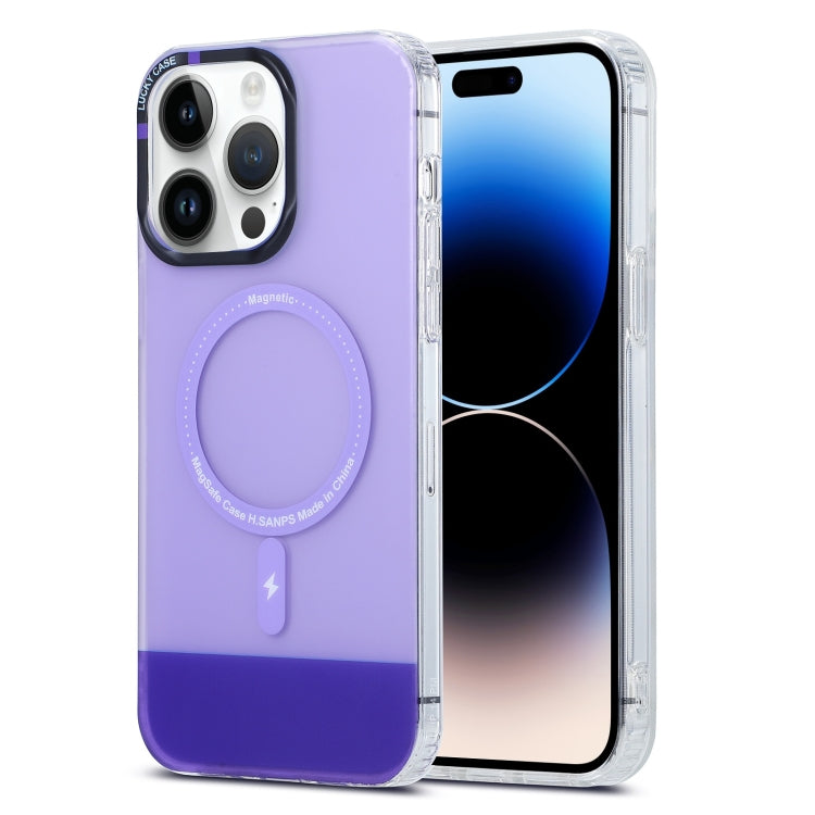 For iPhone 14 Pro Max PC + TPU IMD MagSafe Magnetic Phone Case(Purple) - iPhone 14 Pro Max Cases by PMC TechLife | Online Shopping South Africa | PMC TechLife