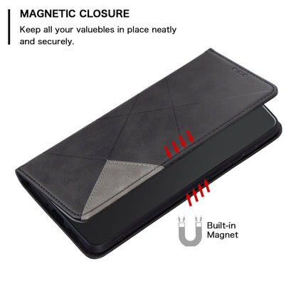 For Xiaomi Redmi Note 13 Rhombus Texture Magnetic Leather Phone Case(Black) - Xiaomi Cases by PMC Jewellery | Online Shopping South Africa | PMC Jewellery | Buy Now Pay Later Mobicred