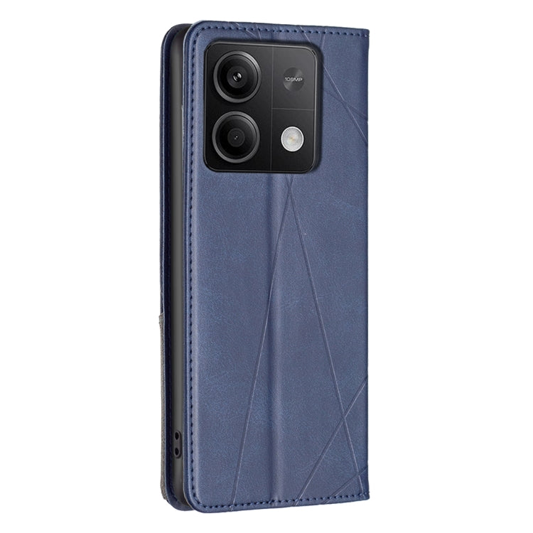 For Xiaomi Redmi Note 13 Rhombus Texture Magnetic Leather Phone Case(Blue) - Xiaomi Cases by PMC TechLife | Online Shopping South Africa | PMC TechLife | Buy Now Pay Later Mobicred