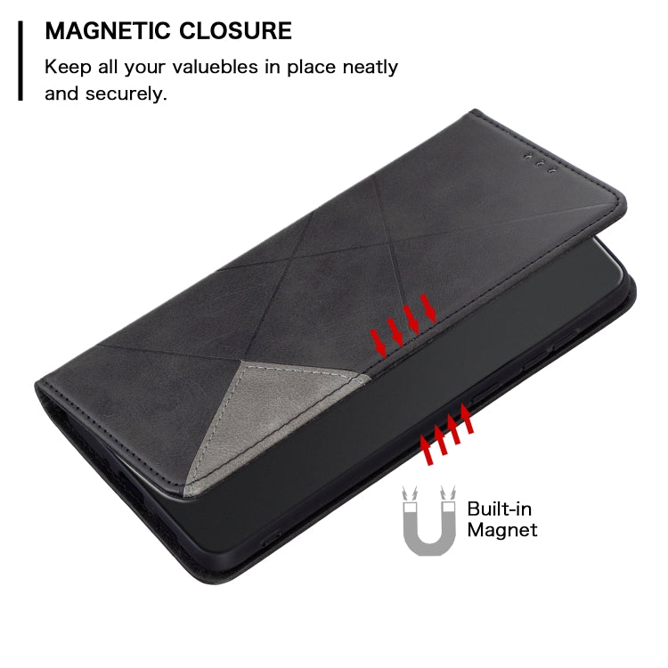 For Xiaomi Redmi K70E Rhombus Texture Magnetic Leather Phone Case(Black) - K70E Cases by PMC Jewellery | Online Shopping South Africa | PMC Jewellery | Buy Now Pay Later Mobicred