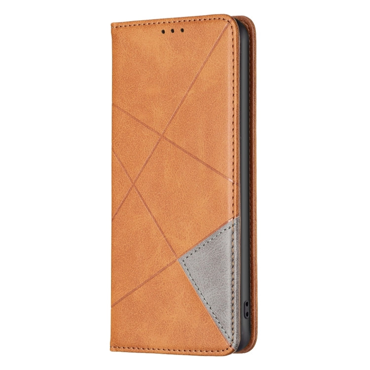 For Xiaomi Poco M6 Pro 4G Rhombus Texture Magnetic Leather Phone Case(Yellow) - free shipping - PMC TechLife - Order now!