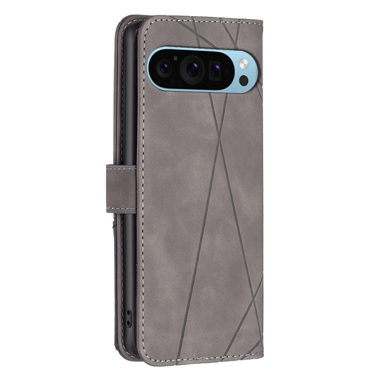 For Google Pixel 9 Pro Magnetic Buckle Rhombus Texture Leather Phone Case(Grey) - Google Cases by PMC Jewellery | Online Shopping South Africa | PMC Jewellery | Buy Now Pay Later Mobicred