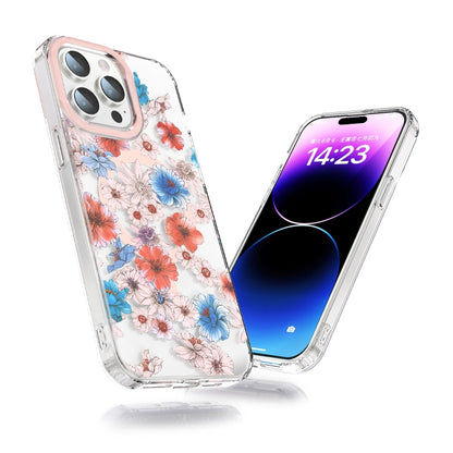 For iPhone 12 Pro MagSafe Magnetic TPU Phone Case(White Blue Flower) - iPhone 12 / 12 Pro Cases by PMC Jewellery | Online Shopping South Africa | PMC Jewellery