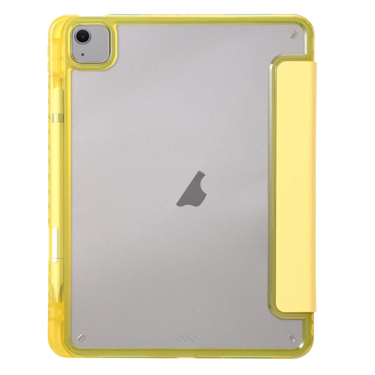 For iPad Air 11 2024 Clear Acrylic 3-Fold Leather Tablet Case(Yellow) - iPad Air 11 2024 Cases by PMC Jewellery | Online Shopping South Africa | PMC Jewellery | Buy Now Pay Later Mobicred