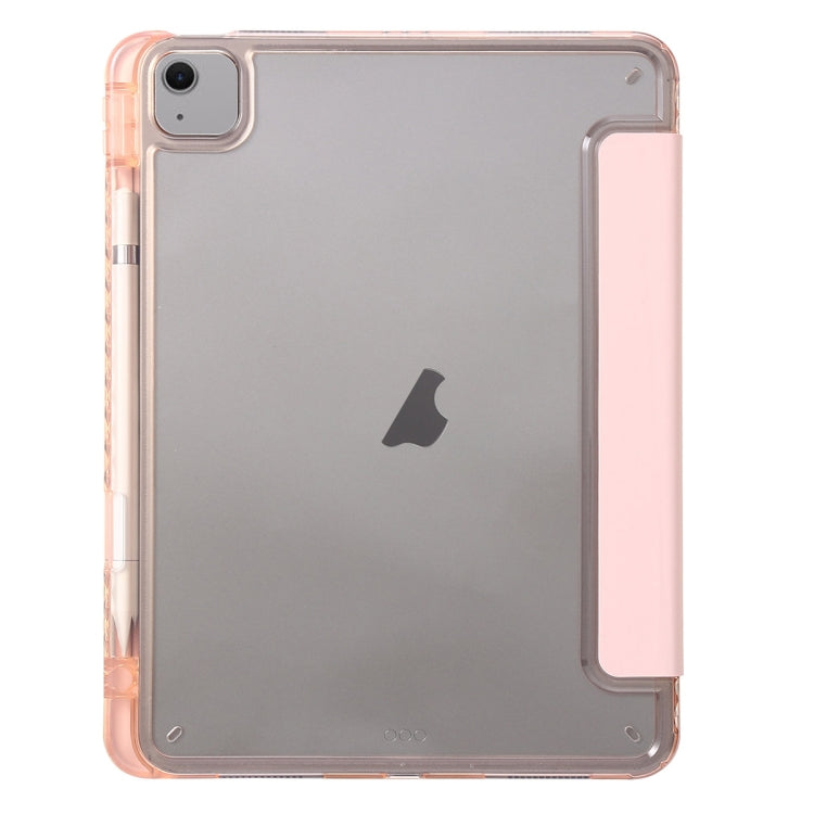 For iPad Air 13 2024 Clear Acrylic 3-Fold Leather Tablet Case(Pink) - iPad Air 13 2024 Cases by PMC Jewellery | Online Shopping South Africa | PMC Jewellery | Buy Now Pay Later Mobicred