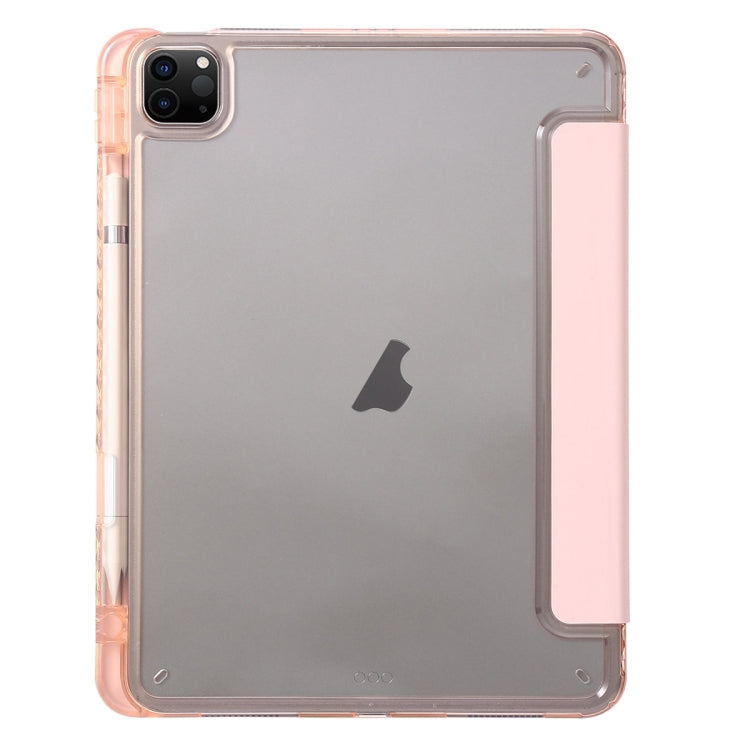 For iPad Pro 11 2024 Clear Acrylic 3-Fold Leather Tablet Case(Pink) - iPad Pro 11 2024 Cases by PMC TechLife | Online Shopping South Africa | PMC TechLife | Buy Now Pay Later Mobicred