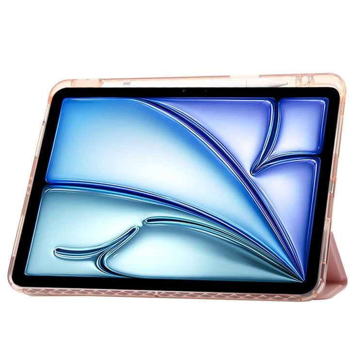 For iPad Pro 11 2024 Clear Acrylic 3-Fold Leather Tablet Case(Pink) - iPad Pro 11 2024 Cases by PMC TechLife | Online Shopping South Africa | PMC TechLife | Buy Now Pay Later Mobicred