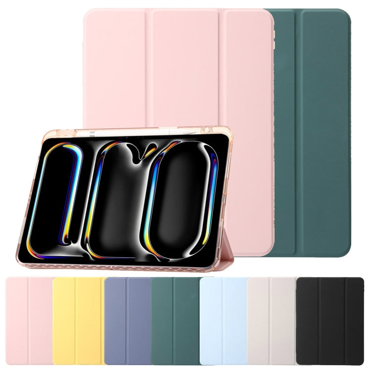 For iPad Pro 13 2024 Clear Acrylic 3-Fold Leather Tablet Case(Dark Green) - iPad Pro 13 2024 Cases by PMC TechLife | Online Shopping South Africa | PMC TechLife | Buy Now Pay Later Mobicred