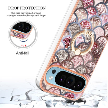 For Google Pixel 9 / 9 Pro Electroplating IMD TPU Phone Case with Ring(Pink Scales) - Google Cases by PMC Jewellery | Online Shopping South Africa | PMC Jewellery | Buy Now Pay Later Mobicred